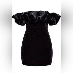 PrettyLittleThing velvet ruffle dress